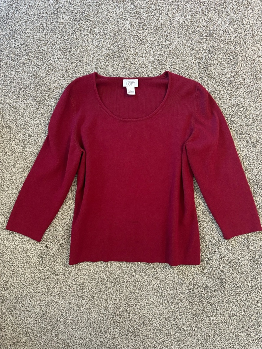 LOFT Scoop Neck Knit Top in Burgundy
